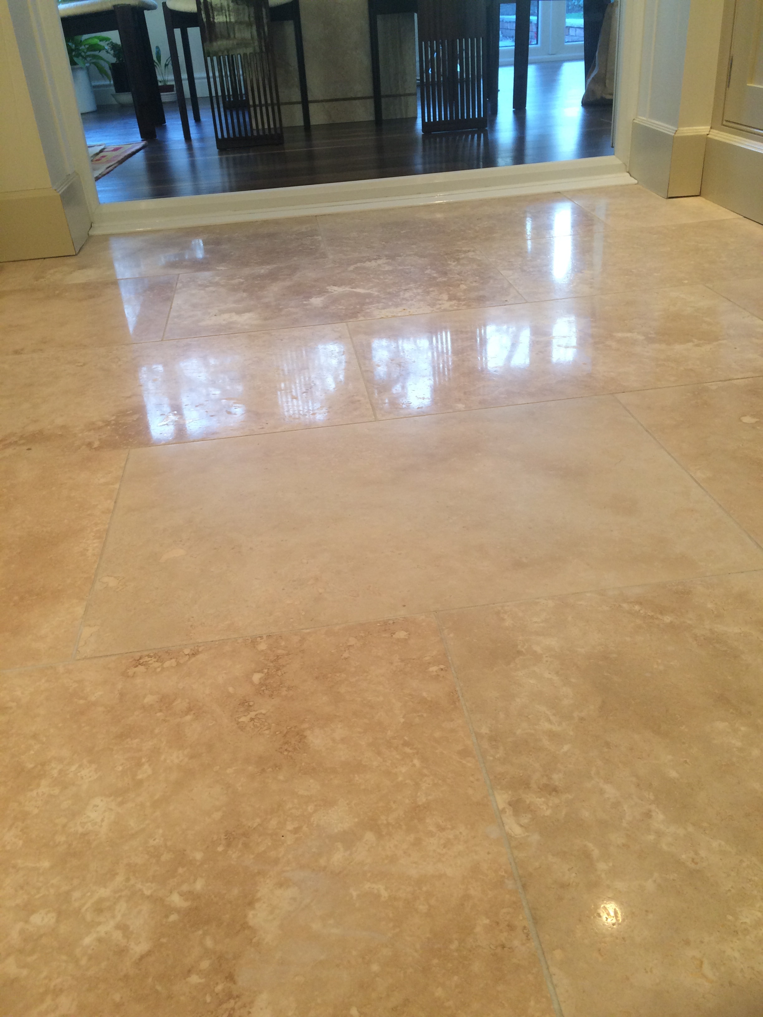 Travertine Tiled Floor After Polishing Blackburn