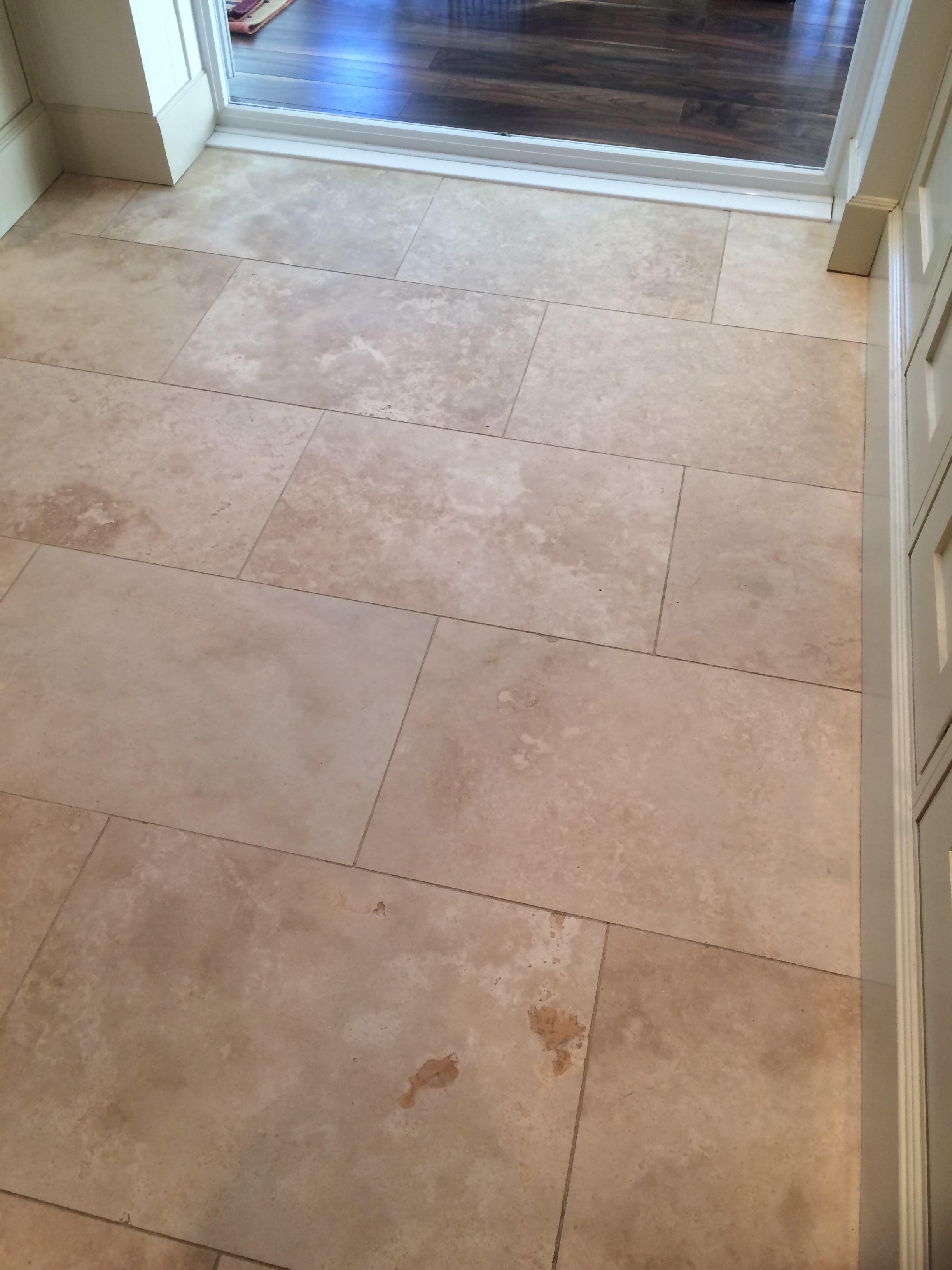 Travertine Tiled Floor Before Polishing Blackburn