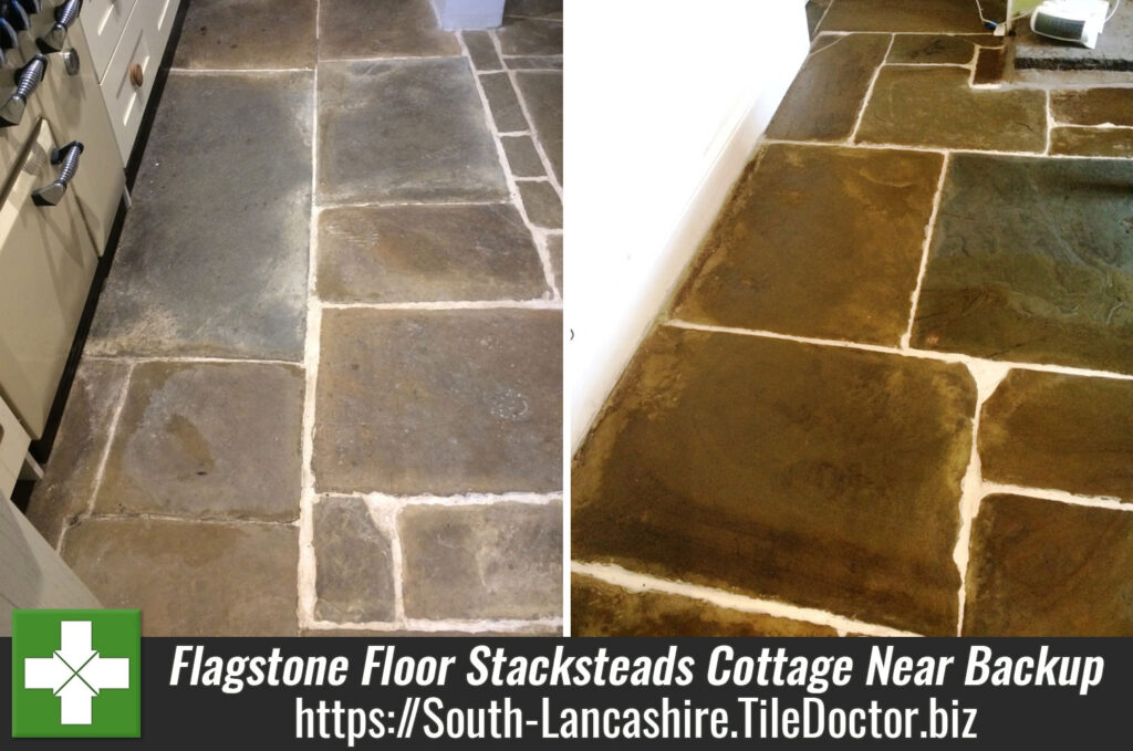 Old Flagstone Tiled Kitchen Floor Renovated at a Stacksteads Cottage near Backup