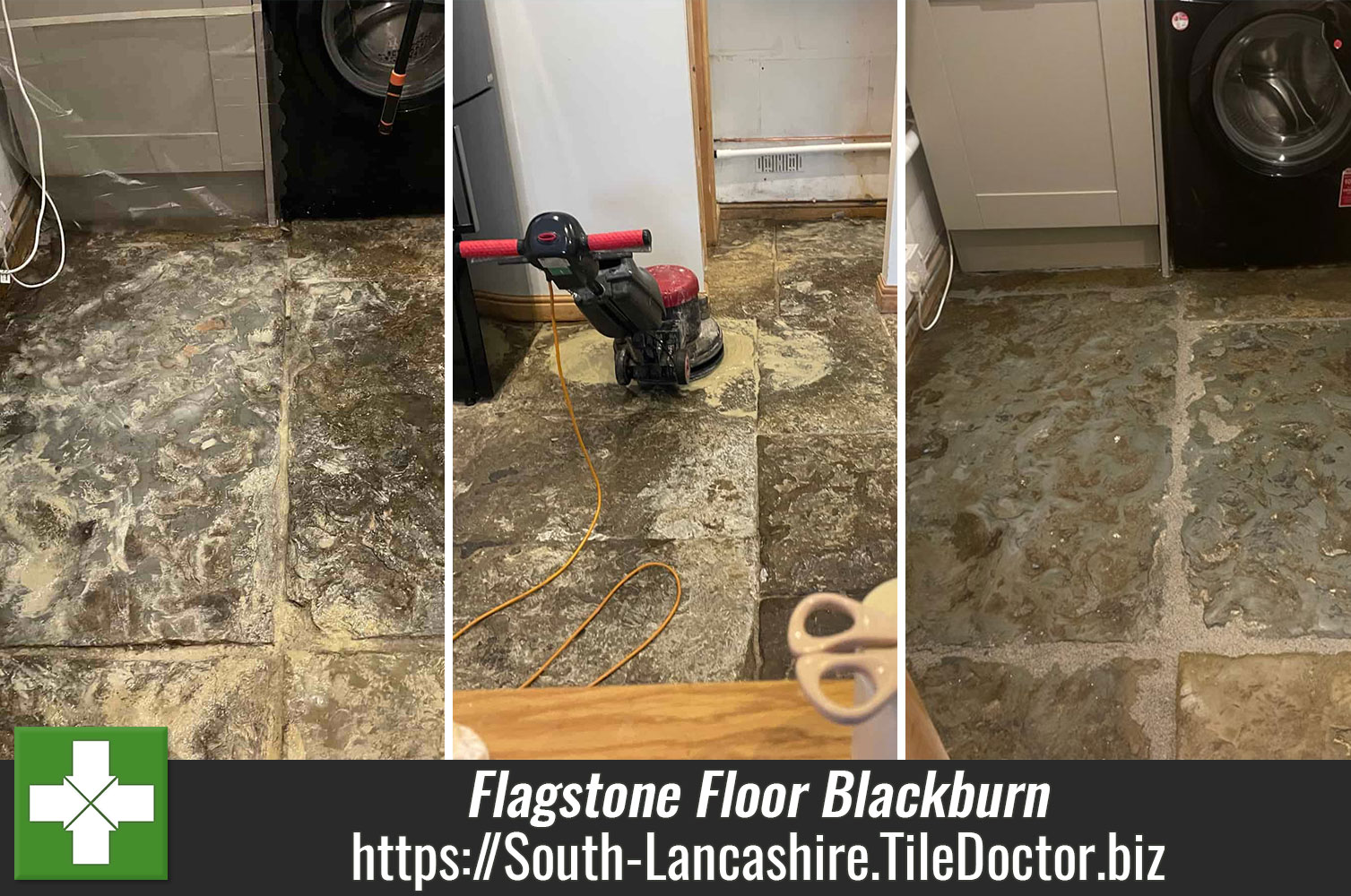 Flagstone Kitchen Floor Resurfaced Blackburn Lancashire