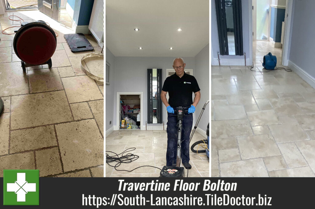 Travertine Hallway Floor Polishing Bolton