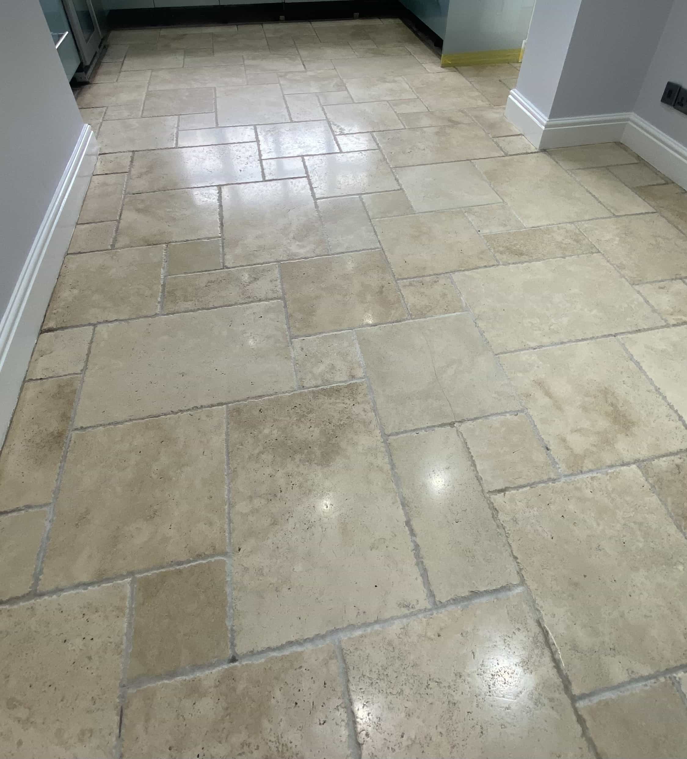 Travertine Kitchen Floor After Renovation Bolton