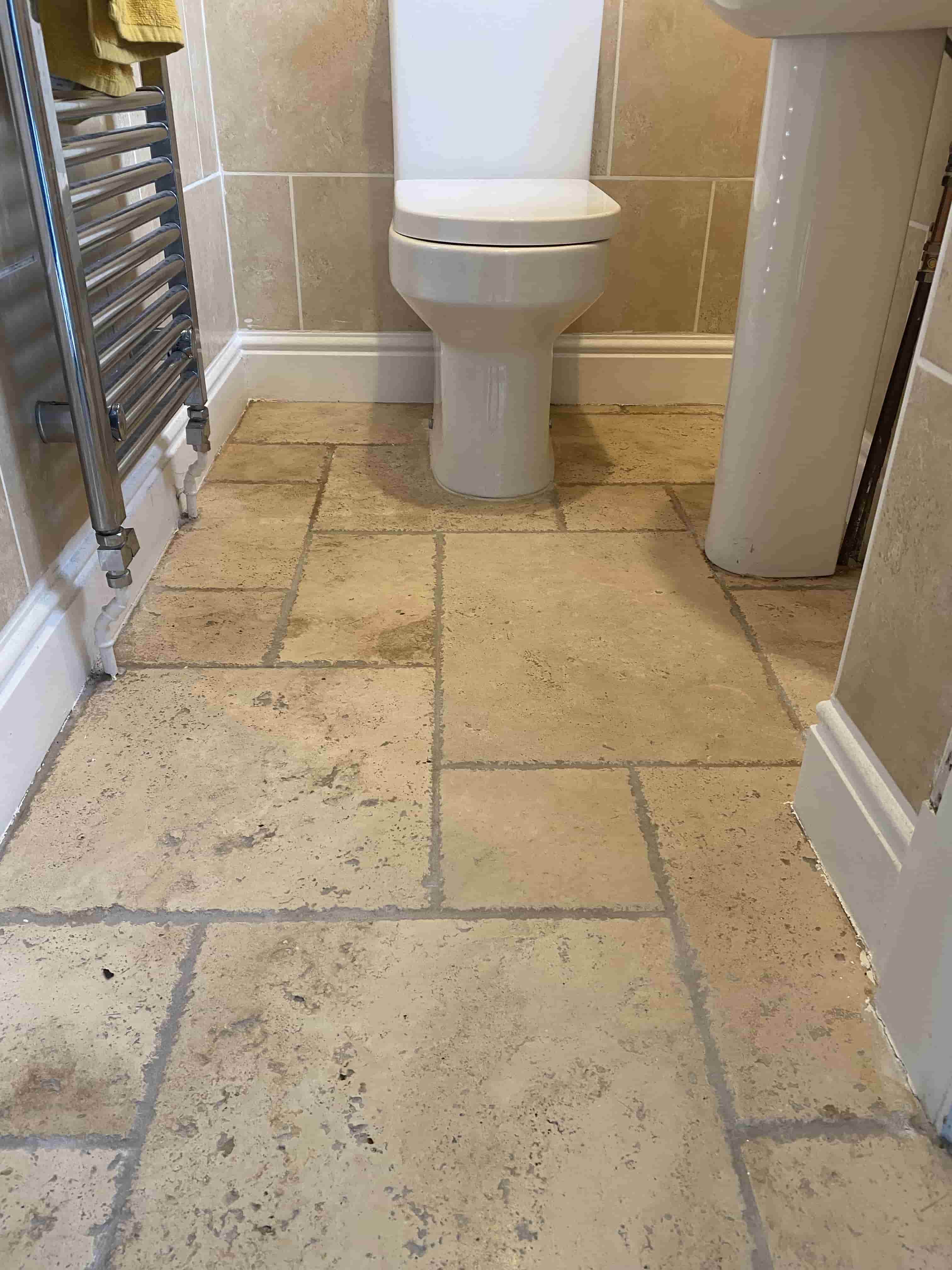 Travertine WC Floor After Cleaning Bolton