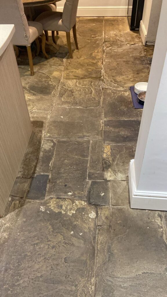 Sandstone Flagstone Floor Before Restoration Ramsbottom