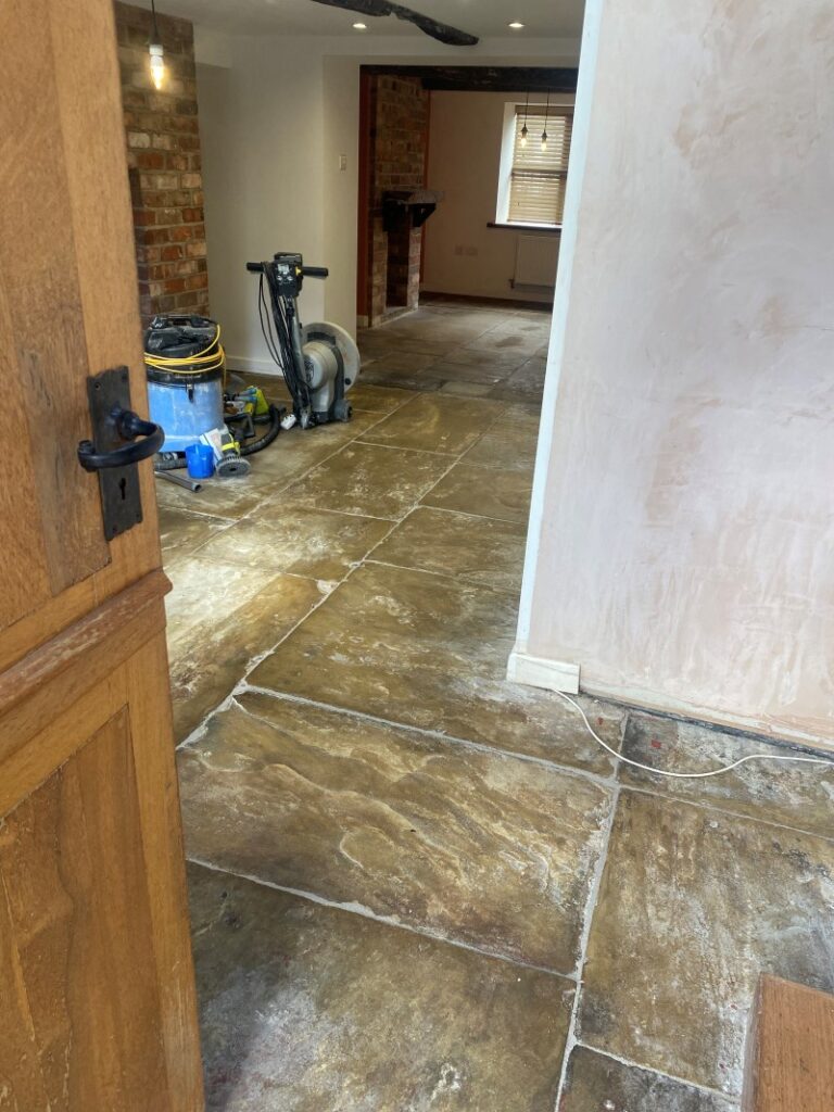 Flagstone Floor During Restoration Standish Wigan