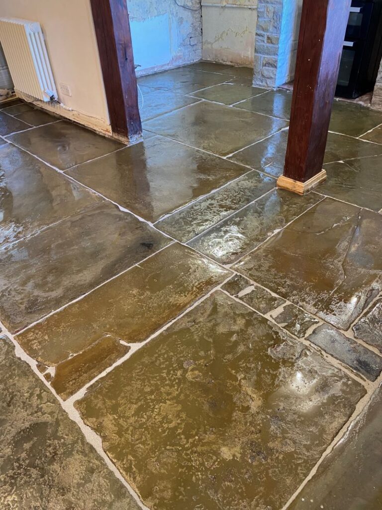 Flagstone Kitchen Floor After Restoration Syke Rochdale