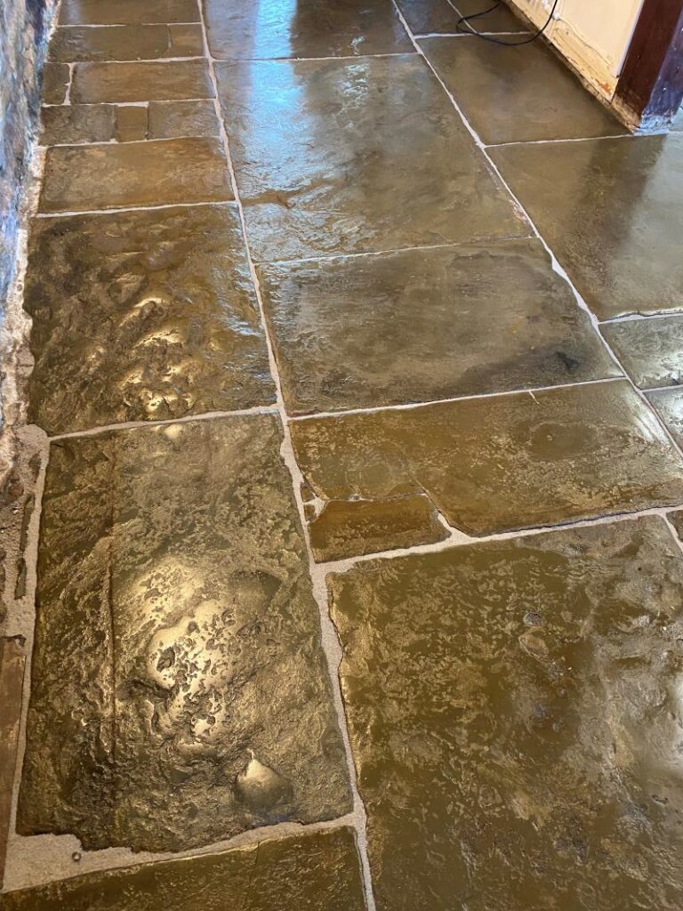 Flagstone Kitchen Floor After Restoration Syke Rochdale