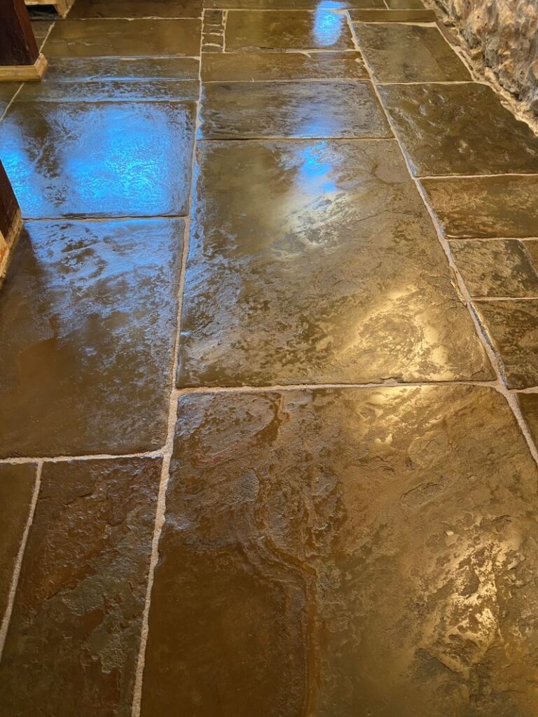 Flagstone Kitchen Floor After Restoration Syke Rochdale