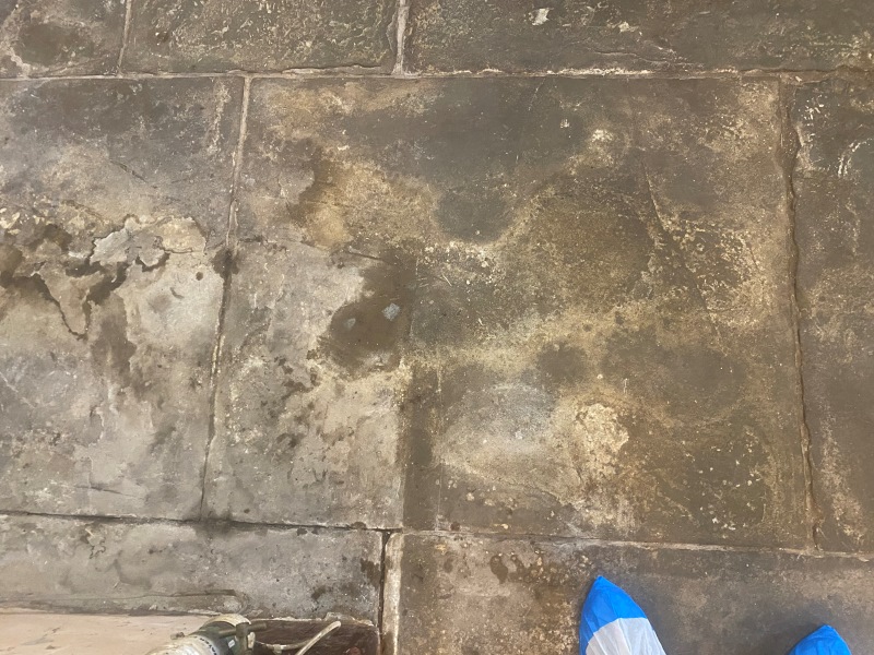 Flagstone Kitchen Floor Before Restoration Syke Rochdale
