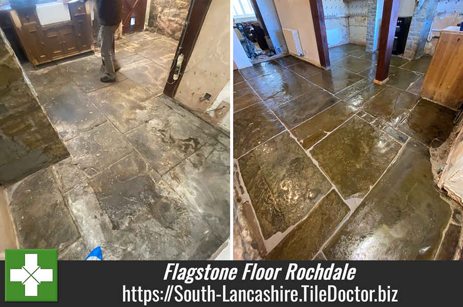 Flagstone Kitchen Floor Restoration Syke Rochdale